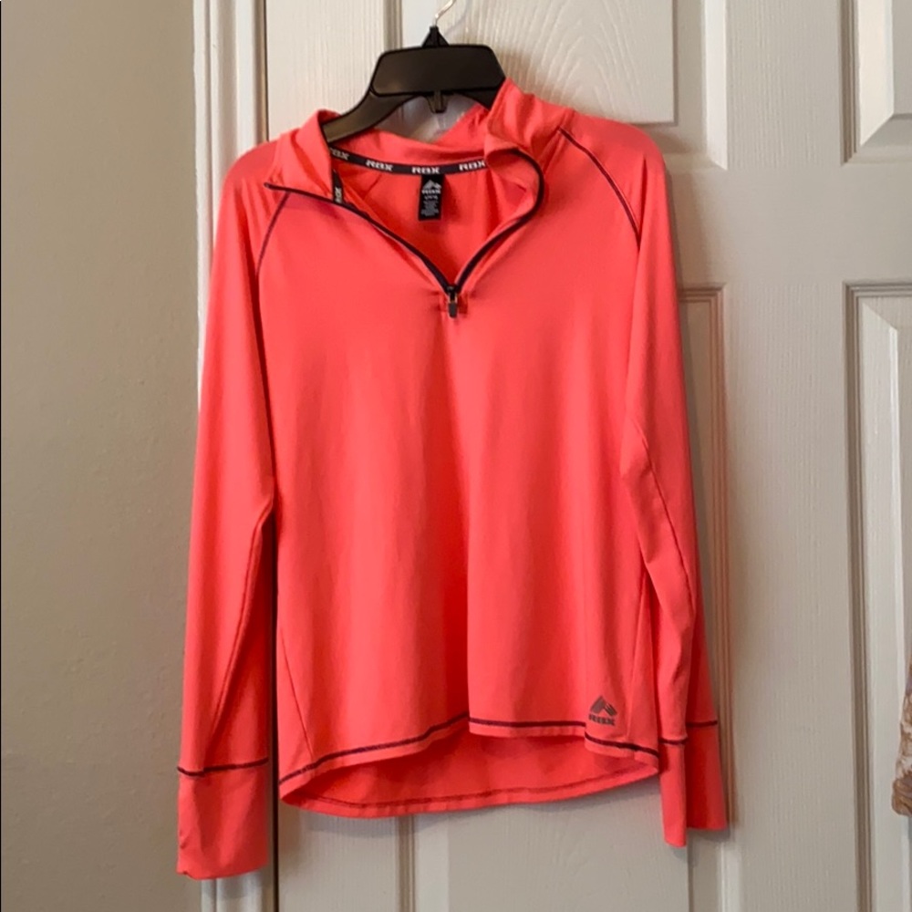 Neon pink jacket.